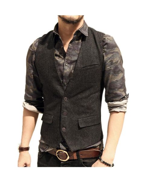 men's vests suit vest v-neck blended wool herringbone tweed jacket slim-fit waistcoat casual man wedding, Black;white
men's vests suit vest v-neck blended wool herringbone tweed jacket slim-fit waistcoat casual man wedding, Black;white