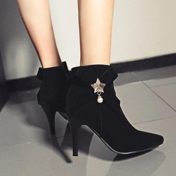 boots big size british wind pointed slim high heel side zipper bow metal decorative, Black
boots big size british wind pointed slim high heel side zipper bow metal decorative, Black
