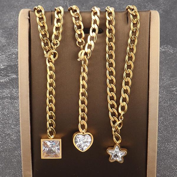 chains personality stainless steel necklace fashion square imitation crystal zircon shiny for women heart choker chain gift, Silver
chains personality stainless steel necklace fashion square imitation crystal zircon shiny for women heart choker chain gift, Silver