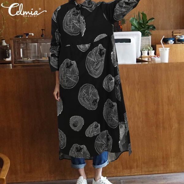 dresses celmia women 2021 fashion shirt dress long sleeve printed dresses autumn casual lapel vintage party vestidos plus size 5xl, Black;gray
dresses celmia women 2021 fashion shirt dress long sleeve printed dresses autumn casual lapel vintage party vestidos plus size 5xl, Black;gray