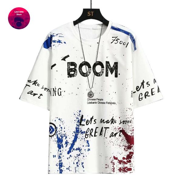 men's t-shirts men tshirt 2021 arrival japanese fashion streetwear splash ink printed all-match casual, White;black
men's t-shirts men tshirt 2021 arrival japanese fashion streetwear splash ink printed all-match casual, White;black