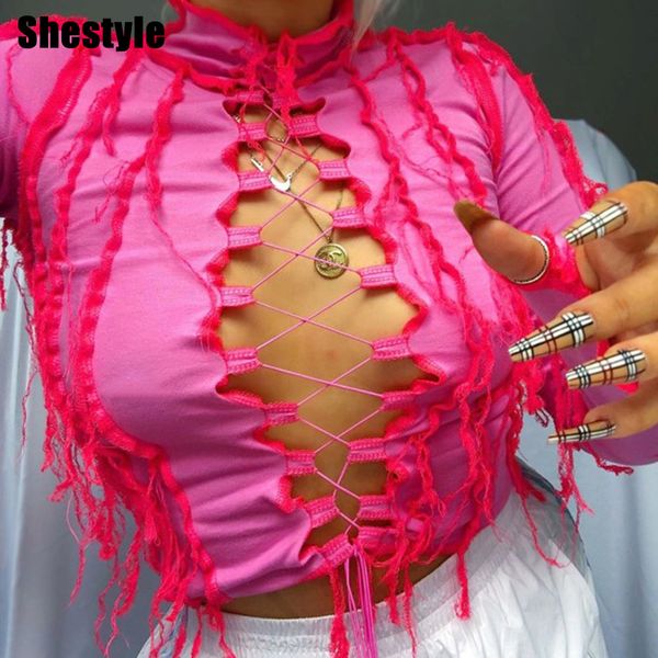 shestyle pink criss-cross hollow out crop women tassel turn down collar pink long sleeve t-shirts ladies patchwork teesby, Black;white
shestyle pink criss-cross hollow out crop women tassel turn down collar pink long sleeve t-shirts ladies patchwork teesby, Black;white