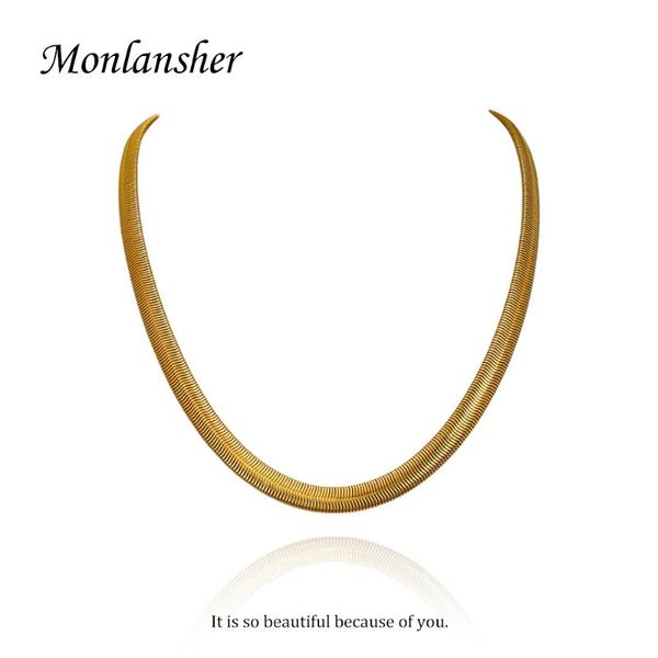 chains monlansher wide flat snake bone chain necklace gold color titanium steel necklaces minimalist jewelry, Silver
chains monlansher wide flat snake bone chain necklace gold color titanium steel necklaces minimalist jewelry, Silver
