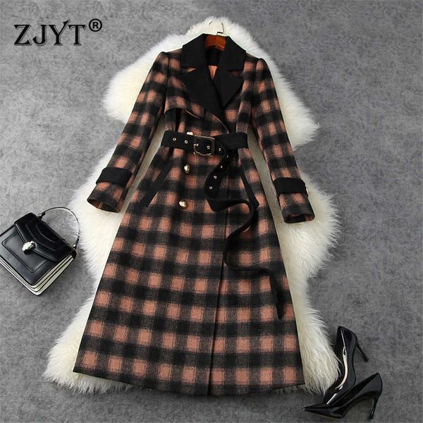 street style fashion women winter thick warm woolen jackets and coats elegant vintage long plaid wool blends overcoat outerwear 210601, Black
street style fashion women winter thick warm woolen jackets and coats elegant vintage long plaid wool blends overcoat outerwear 210601, Black