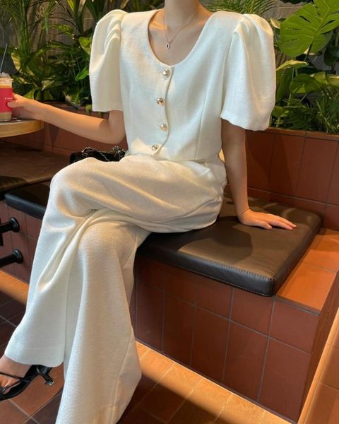 women's two piece pants summer elegant sets vintage white 2 set female outfit puff sleeve single breasted short high waist
women's two piece pants summer elegant sets vintage white 2 set female outfit puff sleeve single breasted short high waist