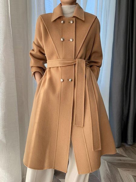 women's wool & blends camel double-sided cashmere coat women's woolen windbreaker high-end medium length autumn and winter 2021, Black
women's wool & blends camel double-sided cashmere coat women's woolen windbreaker high-end medium length autumn and winter 2021, Black