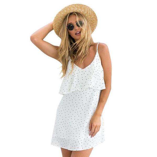 backless sundress polka dot printed summer ladies dress spaghetti strap ruffle women mini v neck black white d30 casual dresses, Black;gray
backless sundress polka dot printed summer ladies dress spaghetti strap ruffle women mini v neck black white d30 casual dresses, Black;gray