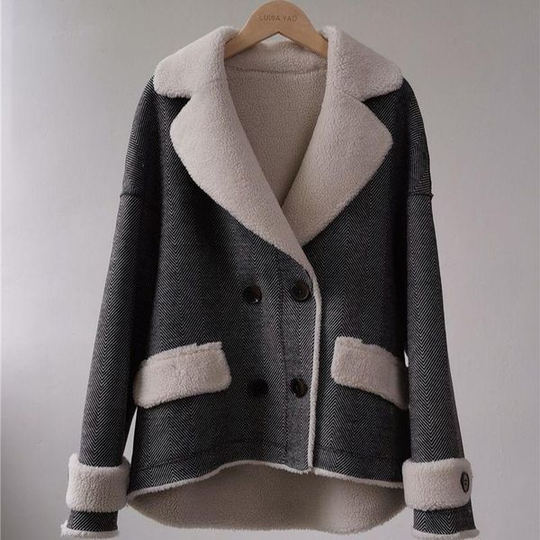 women's fur & faux 2021 winter women coat loose lapel overcoat thick warm plus size female plush coats, Black
women's fur & faux 2021 winter women coat loose lapel overcoat thick warm plus size female plush coats, Black