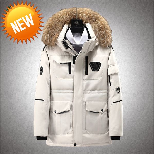 white duck down jacket mens winter thicken warm big fur collar parkas overcoats male casual multi-pockets cargo jackets men, Black
white duck down jacket mens winter thicken warm big fur collar parkas overcoats male casual multi-pockets cargo jackets men, Black