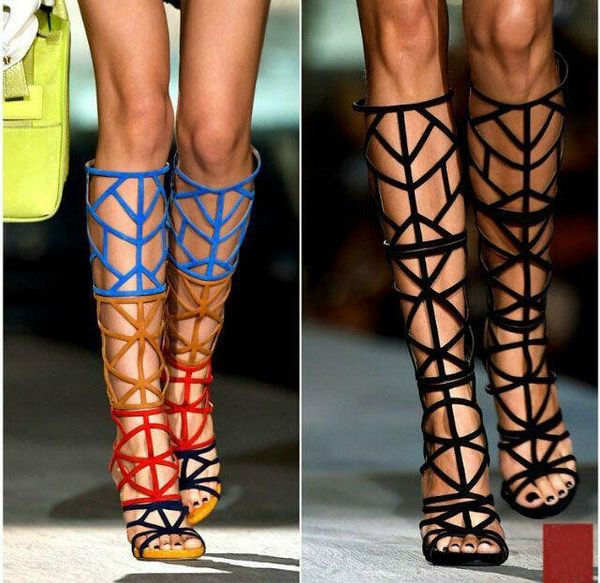 chic multicolor strappy patchwork sandals boots thin heel open toe stiletto gladiator geometric cutout summer knee high, Black
chic multicolor strappy patchwork sandals boots thin heel open toe stiletto gladiator geometric cutout summer knee high, Black