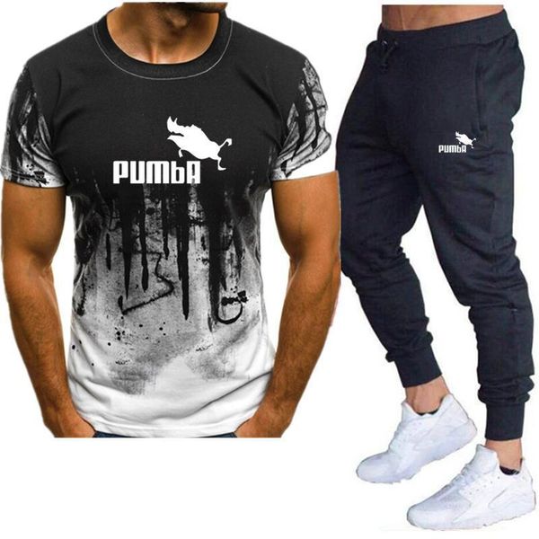 men's tracksuits summer suit t-shirt + trousers two piece leisure sports fitness pants, Gray
men's tracksuits summer suit t-shirt + trousers two piece leisure sports fitness pants, Gray