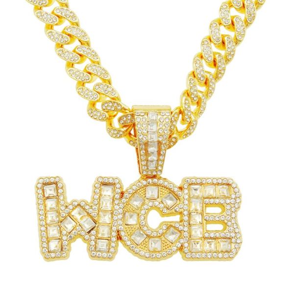 pendant necklaces hip hop letter wcb with 13mm miami cuban chain iced out bling necklace fashion charm jewelry, Silver
pendant necklaces hip hop letter wcb with 13mm miami cuban chain iced out bling necklace fashion charm jewelry, Silver