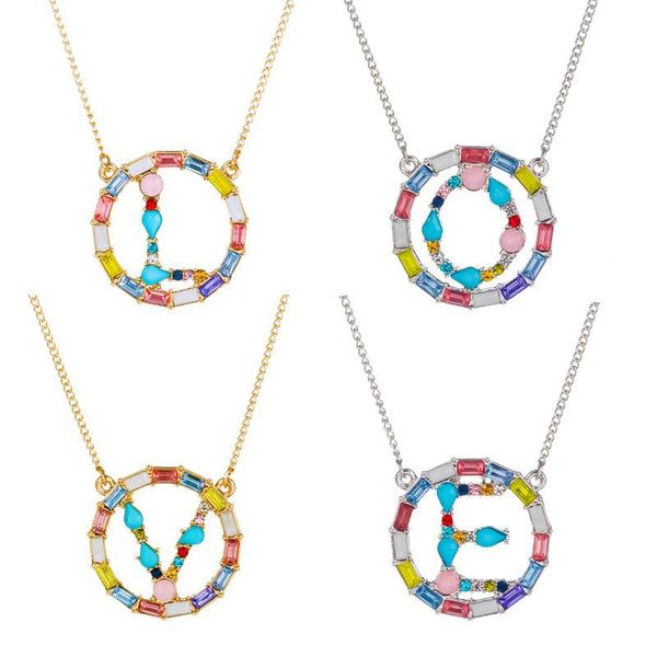 pendant necklaces fashion 26 english letters multicolor zircon round necklace exquisite semi-precious stone kolye women statement, Silver
pendant necklaces fashion 26 english letters multicolor zircon round necklace exquisite semi-precious stone kolye women statement, Silver