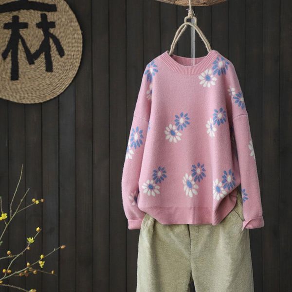 autumn literary soft core-spun yarn jacquard round neck knit women casual pullover long sleeve sweater women's sweaters, White;black
autumn literary soft core-spun yarn jacquard round neck knit women casual pullover long sleeve sweater women's sweaters, White;black