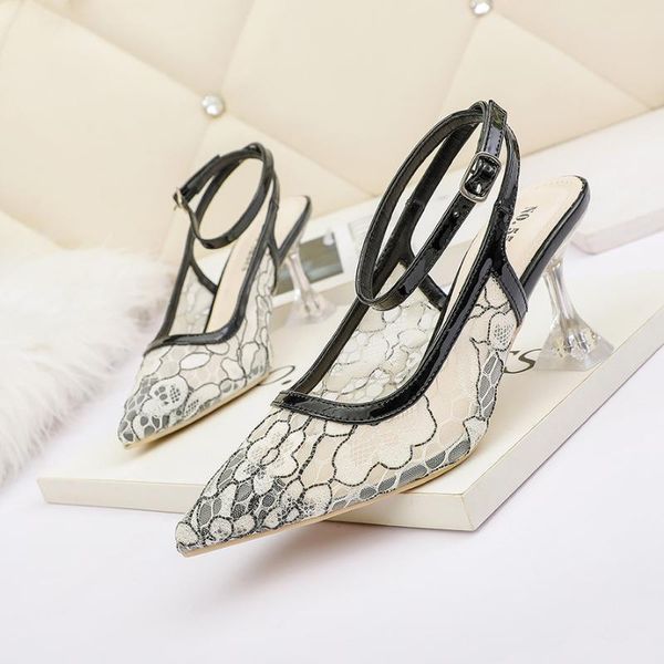 dress shoes luxury crystal high heel women lace mesh slingback pumps buckle pointed toe sandals clear slides big size zapatos de mujer, Black
dress shoes luxury crystal high heel women lace mesh slingback pumps buckle pointed toe sandals clear slides big size zapatos de mujer, Black