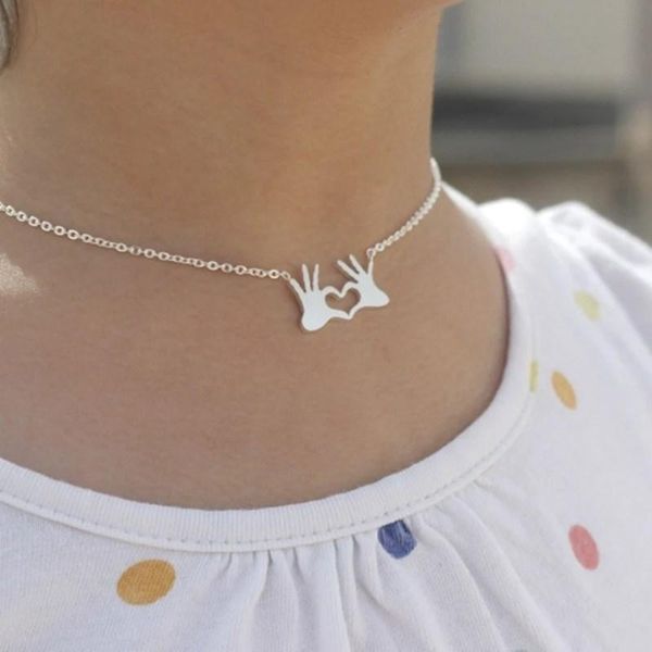 stainless steel chain necklace women's fashion couples gifts hand heart finger pendants necklaces bijoux femme pendant, Silver
stainless steel chain necklace women's fashion couples gifts hand heart finger pendants necklaces bijoux femme pendant, Silver