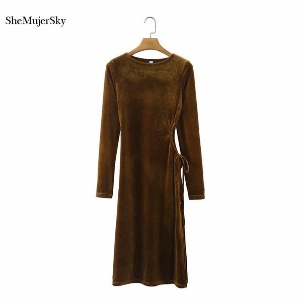 casual dresses shemujersky women o-neck long sleeve velvet dress elastic slim brown midi 2021 fashion vestidos, Black;gray
casual dresses shemujersky women o-neck long sleeve velvet dress elastic slim brown midi 2021 fashion vestidos, Black;gray