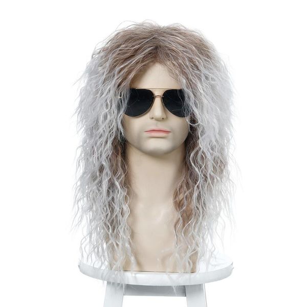 synthetic wigs rock men's small curls, long and mixed color fashion wigs, silver white brown cosplay party date, Black
synthetic wigs rock men's small curls, long and mixed color fashion wigs, silver white brown cosplay party date, Black