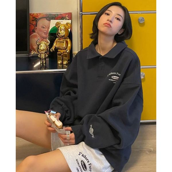 brand hoodie bad b zhou yutong's same new american polo collar loose thin velvet sweater gx2812 in autumn and winter 21, Black
brand hoodie bad b zhou yutong's same new american polo collar loose thin velvet sweater gx2812 in autumn and winter 21, Black