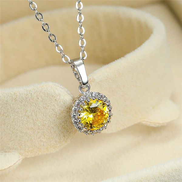 pendant necklaces luxury female white yellow necklace classic silver color chain for women round crystal stone wedding
pendant necklaces luxury female white yellow necklace classic silver color chain for women round crystal stone wedding