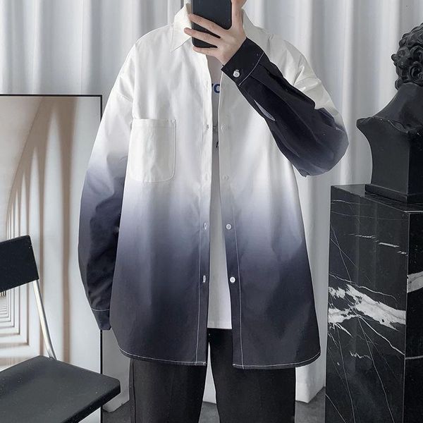 gradient lapel hawaiian shirt men's loose fashion casual all-match coat trend streetwear long sleeve shirts male clothes, White;black
gradient lapel hawaiian shirt men's loose fashion casual all-match coat trend streetwear long sleeve shirts male clothes, White;black