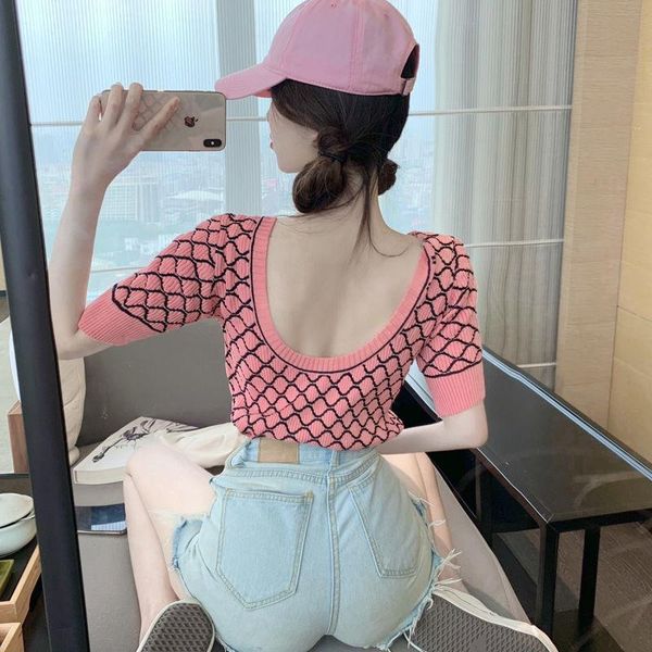 women's t-shirt web celebrity baring back foreign style slim short sleeve summer all-match diamond grid ice silk pullover sweater f, White
women's t-shirt web celebrity baring back foreign style slim short sleeve summer all-match diamond grid ice silk pullover sweater f, White