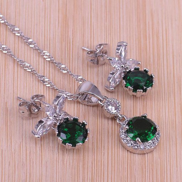 earrings & necklace trendy silver color jewelry set for women round green cz stone charm pendants necklaces hoop anniversary gift
earrings & necklace trendy silver color jewelry set for women round green cz stone charm pendants necklaces hoop anniversary gift