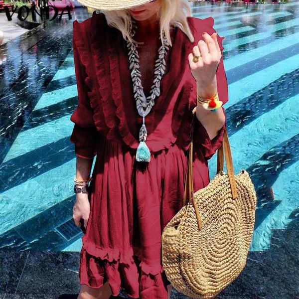women's blouses & shirts vonda fashion womens dress party dresses casual loose summer sundress vintage solid color long sleeve fem, White
women's blouses & shirts vonda fashion womens dress party dresses casual loose summer sundress vintage solid color long sleeve fem, White