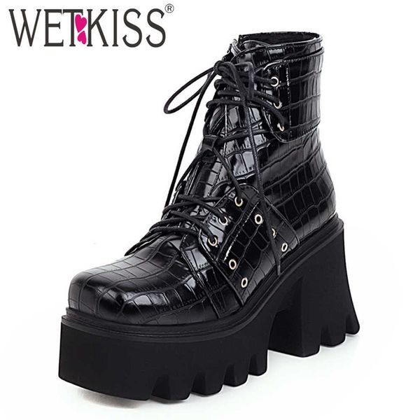 wetkiss chunky heel ankle boots woman square toe wedges shoes motorcycle cross tied booties high platform skid proof shoes big 210630, Black
wetkiss chunky heel ankle boots woman square toe wedges shoes motorcycle cross tied booties high platform skid proof shoes big 210630, Black