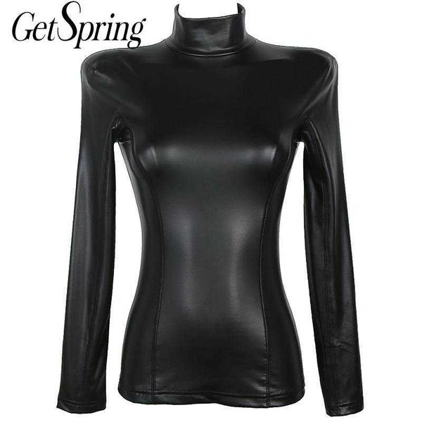 getspring women t shirt urtleneck black pu leather vintage casual long sleeve -shirt winter clothes 210601, White
getspring women t shirt urtleneck black pu leather vintage casual long sleeve -shirt winter clothes 210601, White