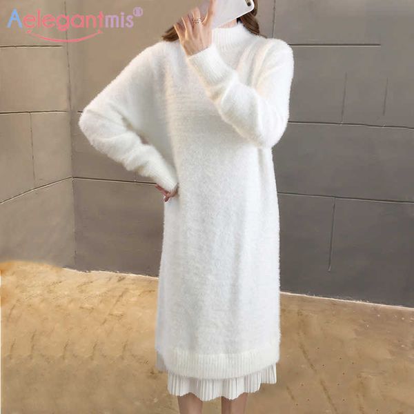 aelegantmis solid black white o neck long sleeve knitted dress for women autumn winter thicken straight dresses ladies vestidos 210607, Black;gray
aelegantmis solid black white o neck long sleeve knitted dress for women autumn winter thicken straight dresses ladies vestidos 210607, Black;gray