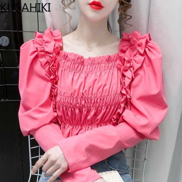 korean pleated stretch slim short blouse puff sleeve square collar shirt spring ruffle sweet blusas 6e603 210603, White
korean pleated stretch slim short blouse puff sleeve square collar shirt spring ruffle sweet blusas 6e603 210603, White