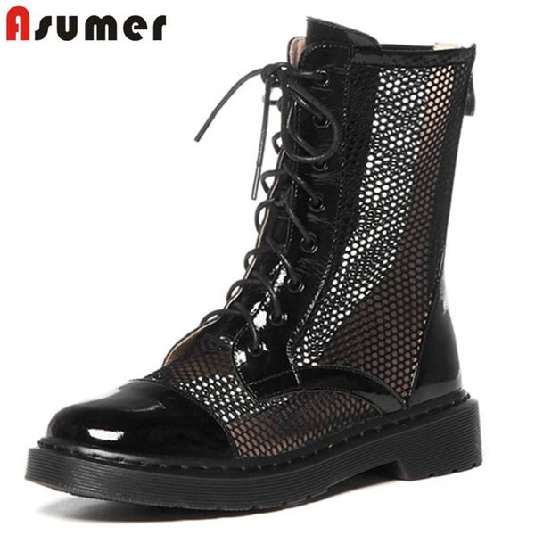 boots asumer 2021 patent leather ankle women cross tied mesh summer comfortable low heel casual shoes woman, Black
boots asumer 2021 patent leather ankle women cross tied mesh summer comfortable low heel casual shoes woman, Black
