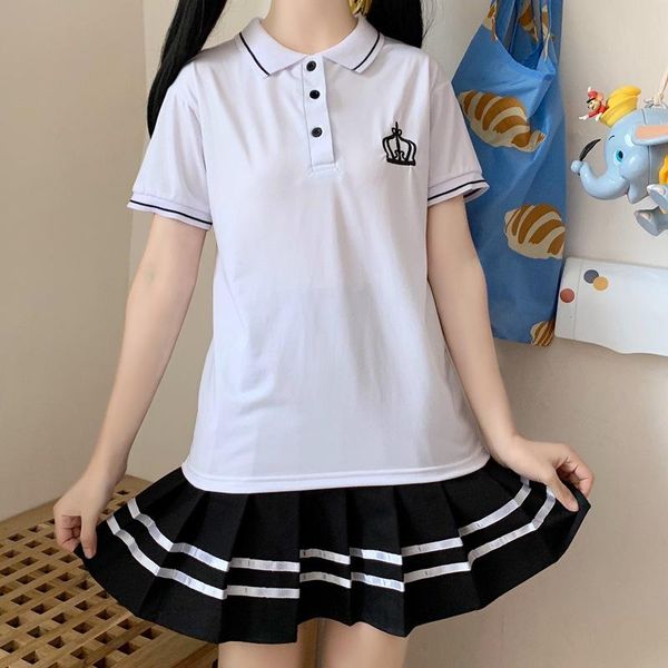 women girls t-shirt lapel japanese lolita cute sweet summer empire crown loose pullover clothes women's, White
women girls t-shirt lapel japanese lolita cute sweet summer empire crown loose pullover clothes women's, White