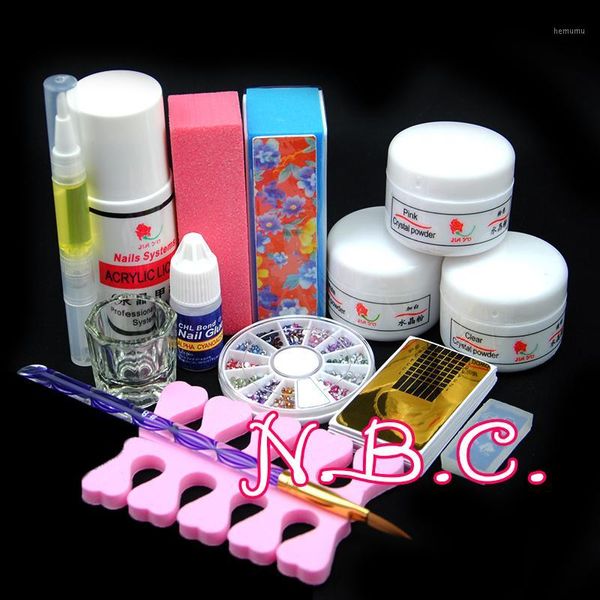 

nail manicure set wholesale- est professional acrylic kit 75ml liquid glitter dust sets brushes cuticle oil tools kit1