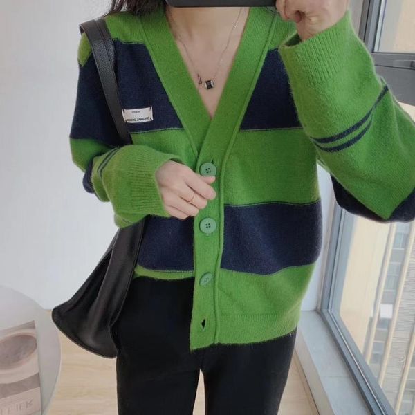 women's knits & tees knited cardigan female short loose korean stripe v-neck sweater coat women autumn can bottoming jacket 2021, White
women's knits & tees knited cardigan female short loose korean stripe v-neck sweater coat women autumn can bottoming jacket 2021, White