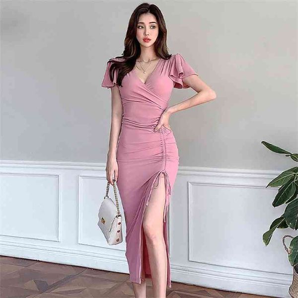 korean fashion pink midi dress women clothes elegant lady short butterfly sleeve summer slim split draped party 210603, Black;gray
korean fashion pink midi dress women clothes elegant lady short butterfly sleeve summer slim split draped party 210603, Black;gray
