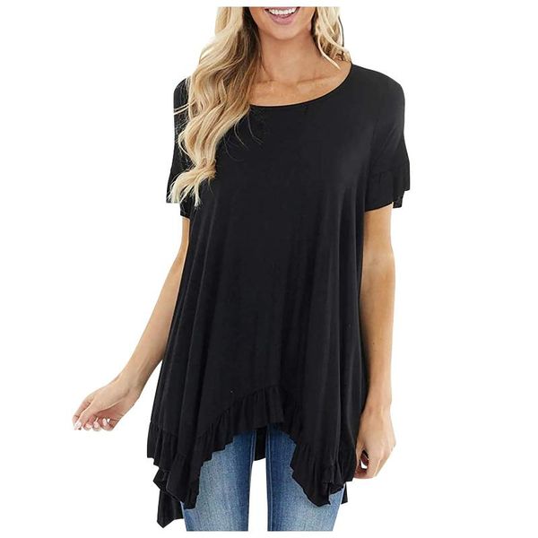 women's blouses & shirts fashion irregular ruffles blouse shirt loose o-neck tee summer casual ladies female women short sleeve blusas, White
women's blouses & shirts fashion irregular ruffles blouse shirt loose o-neck tee summer casual ladies female women short sleeve blusas, White