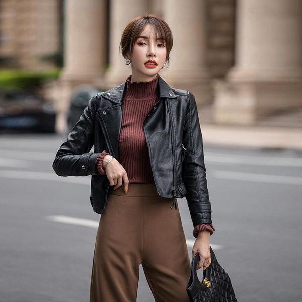 women's leather & faux fashion women short jackets autumn black slim pu motorcycle jacket streetwear hip hop outwear high quality
women's leather & faux fashion women short jackets autumn black slim pu motorcycle jacket streetwear hip hop outwear high quality