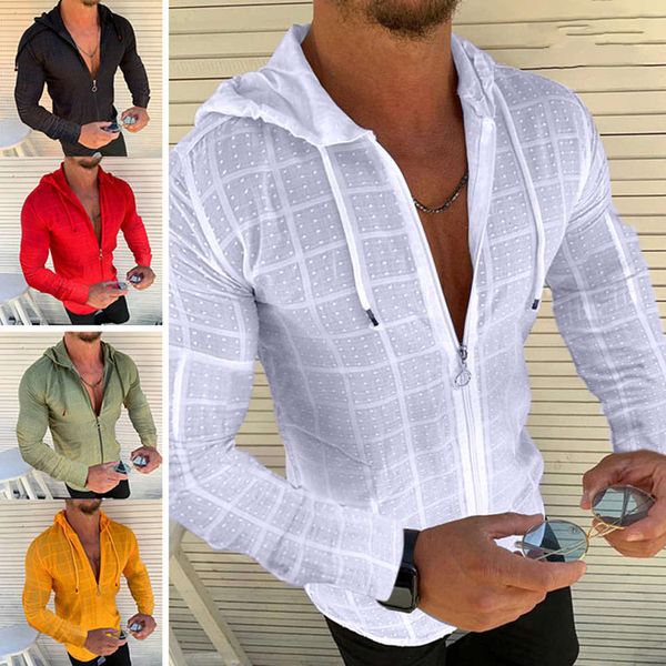 shirtssummer casual slim long sleeve shirt hooded cardigan for men, White;black
shirtssummer casual slim long sleeve shirt hooded cardigan for men, White;black