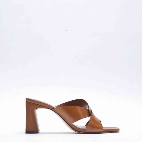 dress shoes za summer women's shoes brown thick-heeled cow leather sandals square toe cross with open back high heels slippers f9ch, Black
dress shoes za summer women's shoes brown thick-heeled cow leather sandals square toe cross with open back high heels slippers f9ch, Black