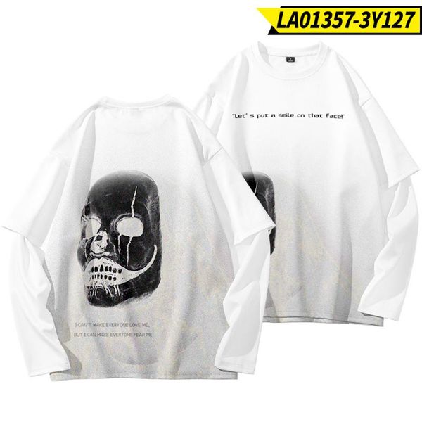 men's t-shirts 2021 autumn round neck white skull print t-shirt fake two-piece loose sports long-sleeved pullover top, White;black
men's t-shirts 2021 autumn round neck white skull print t-shirt fake two-piece loose sports long-sleeved pullover top, White;black