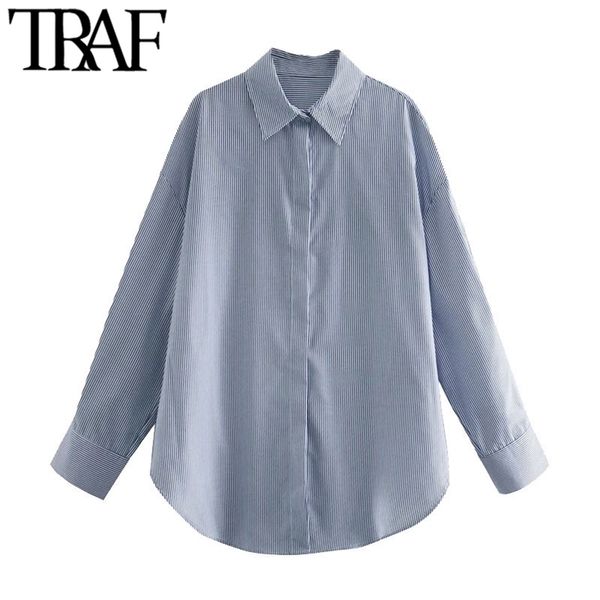 women fashion oversized side vents striped blouses vintage long sleeve button-up female shirts blusas chic 210507, White
women fashion oversized side vents striped blouses vintage long sleeve button-up female shirts blusas chic 210507, White