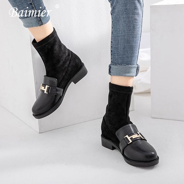 boots baimier black flock ankle for women t metal decoration round toe low heel sock slip on shoes woman
boots baimier black flock ankle for women t metal decoration round toe low heel sock slip on shoes woman