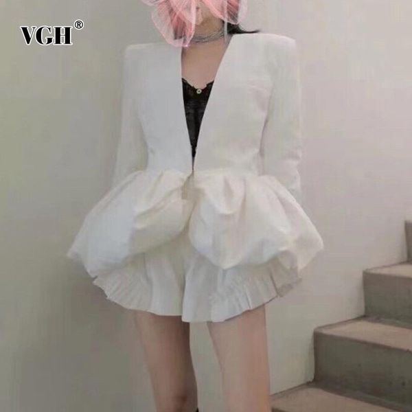 women's suits & blazers vgh korean fashion white gathered waist female v neck long sleeve elegant slim jacket autumn clothing 2021 styl, White;black
women's suits & blazers vgh korean fashion white gathered waist female v neck long sleeve elegant slim jacket autumn clothing 2021 styl, White;black