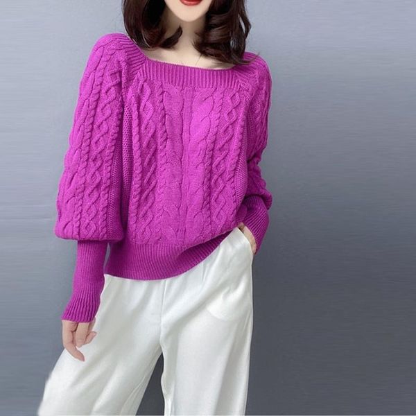 women's sweaters square collar lantern sleeve twisted pattern sweater pullovers female knitted bottoming shirts lady outwear knitting j, White;black
women's sweaters square collar lantern sleeve twisted pattern sweater pullovers female knitted bottoming shirts lady outwear knitting j, White;black