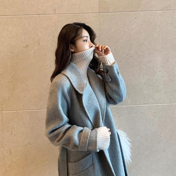 alpaca cashmere double-sided woolen overcoat women's middle long korean luoma looks thin wool & blends, Black
alpaca cashmere double-sided woolen overcoat women's middle long korean luoma looks thin wool & blends, Black