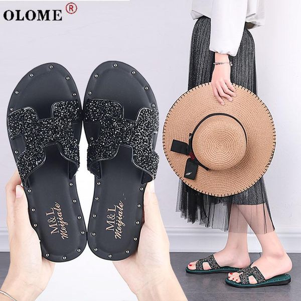 slippers classic design ladies flat flip flops rhinestone sandals shoes beach 2021, Black
slippers classic design ladies flat flip flops rhinestone sandals shoes beach 2021, Black