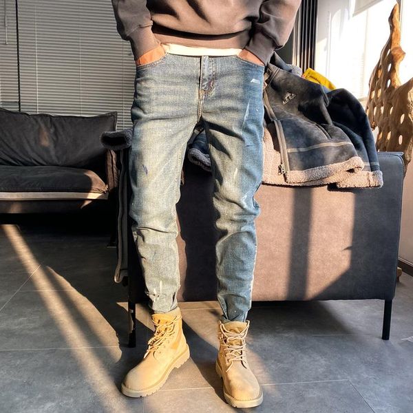 men's jeans men 2021 spring autumn slim fit stretch male retro casual denim trousers korean solid ankle-length pants w512, Blue
men's jeans men 2021 spring autumn slim fit stretch male retro casual denim trousers korean solid ankle-length pants w512, Blue