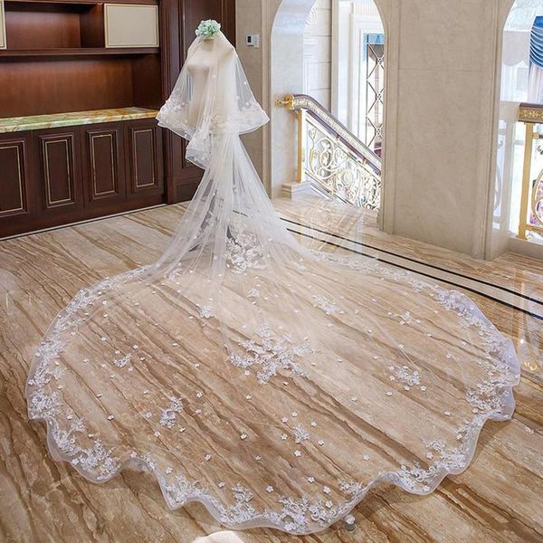 bridal veils in stock real po 3m two layer wedding veil with comb white lace edge ivory appliqued cathedral, Black
bridal veils in stock real po 3m two layer wedding veil with comb white lace edge ivory appliqued cathedral, Black